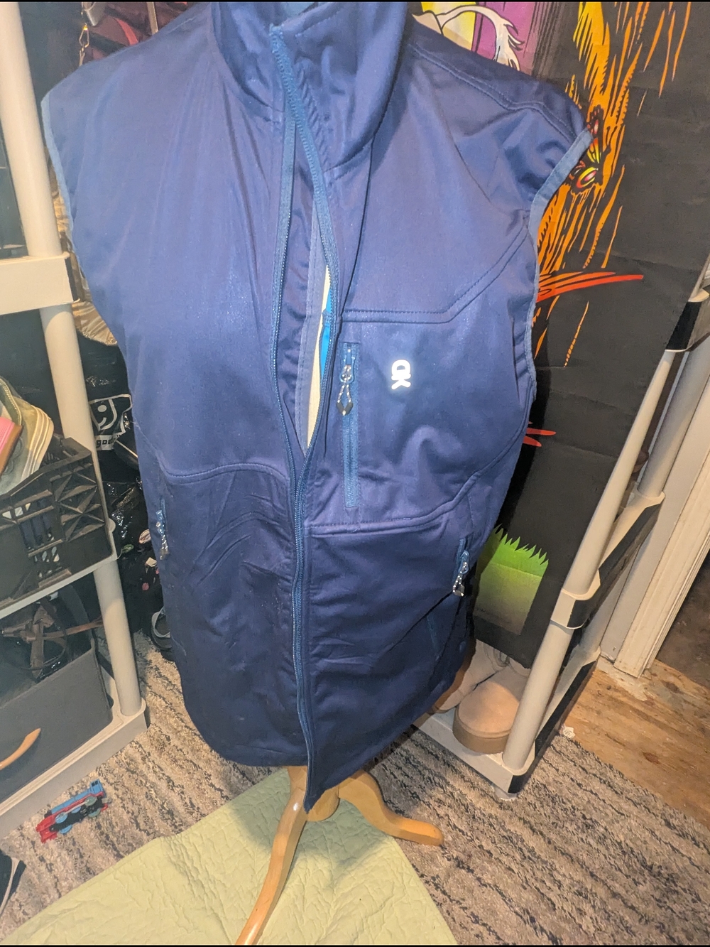 Men's Navy Sleeveless Softshell Vest with High Collar by Unknown Brand